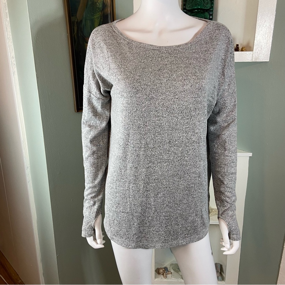 3/$12 Sweet Romeo Heather Gray Knit Light Sweater Long Sleeve Top Shirt Blouse S